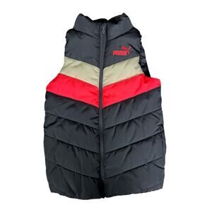 Puma Retro Striped Navy Blue Hot Pink White Puffer Vest Winter Ski Size 4T